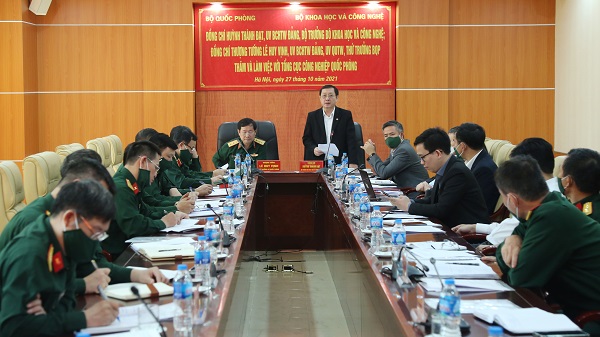 Lãnh đạo Bộ Khoa học và Công nghệ, Bộ Quốc phòng làm việc với Tổng cục Công nghiệp quốc phòng