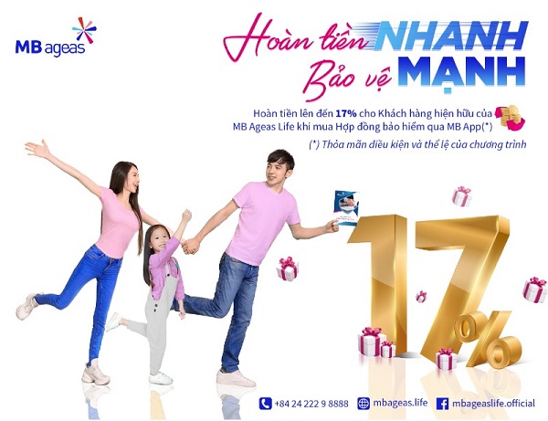 Ưu đãi hoàn tiền mua hợp đồng bảo hiểm MB Ageas Life