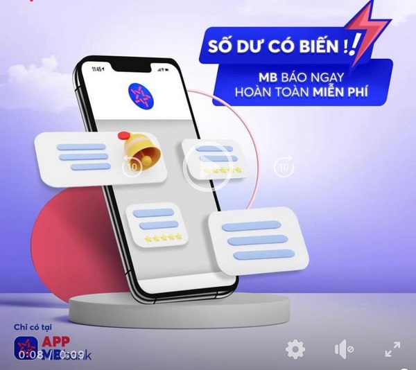 MB báo biến động số dư tài khoản miễn phí trên ứng dụng