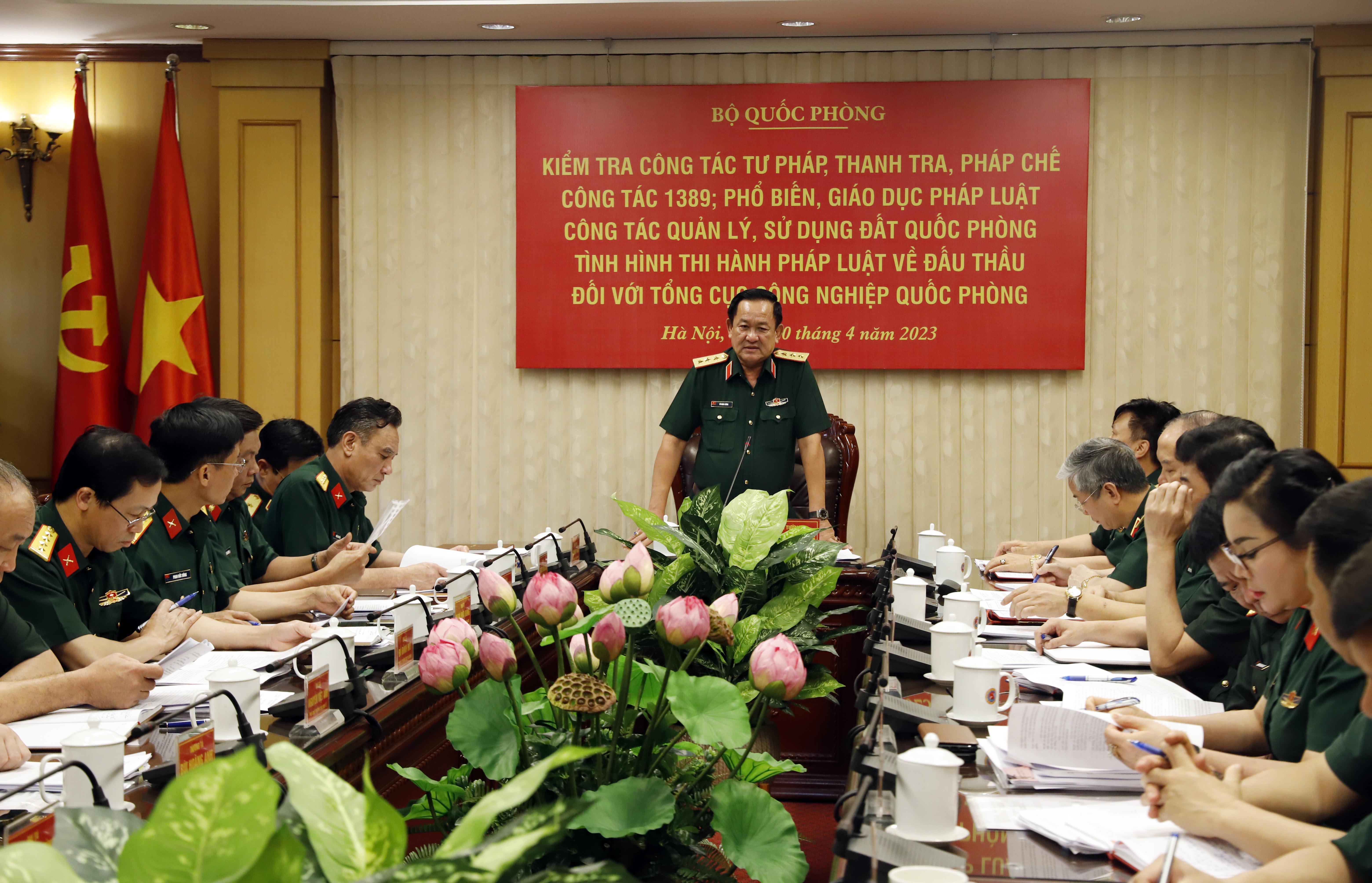 Bộ Quốc phòng kiểm tra công tác tư pháp, thanh tra, pháp chế tại Tổng cục Công nghiệp quốc phòng